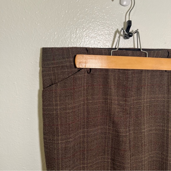 Express Design Studio Editor Dress Pant Trousers Brown Plaid 6 - Picture 4 of 9